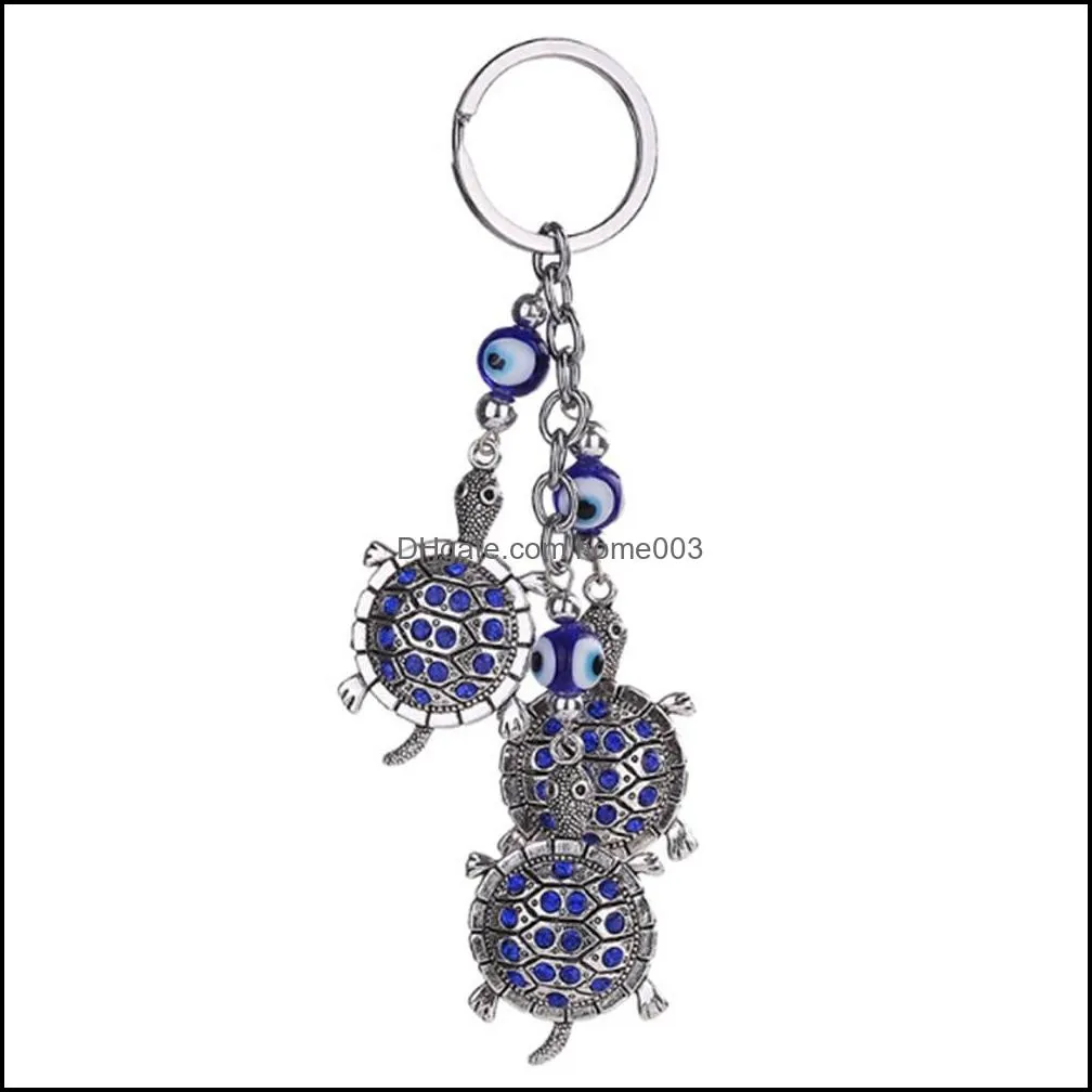 Lucky Evil Eye Charms Keychain Butterfly Turtle Tower Pendent Tassel Key Chain Crystal Car Key Chain Women Fashion Jewelry Gifts