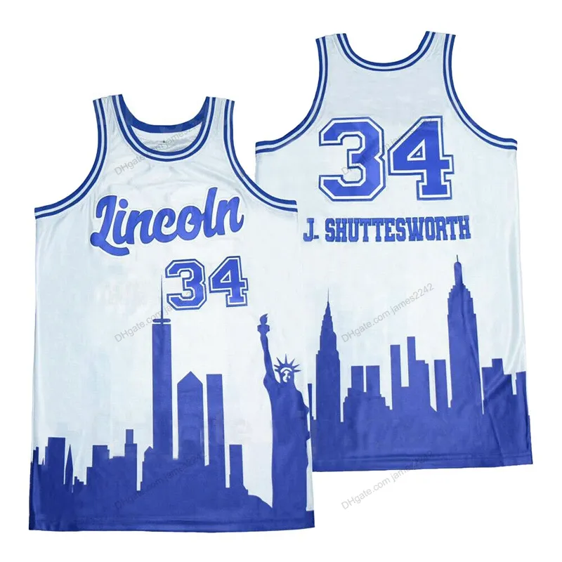 He Got Game Jesus Shuttlesworth #34 Lincoln Basketball Jersey City Ray Allen Size S-3XL Top Quality Jerseys