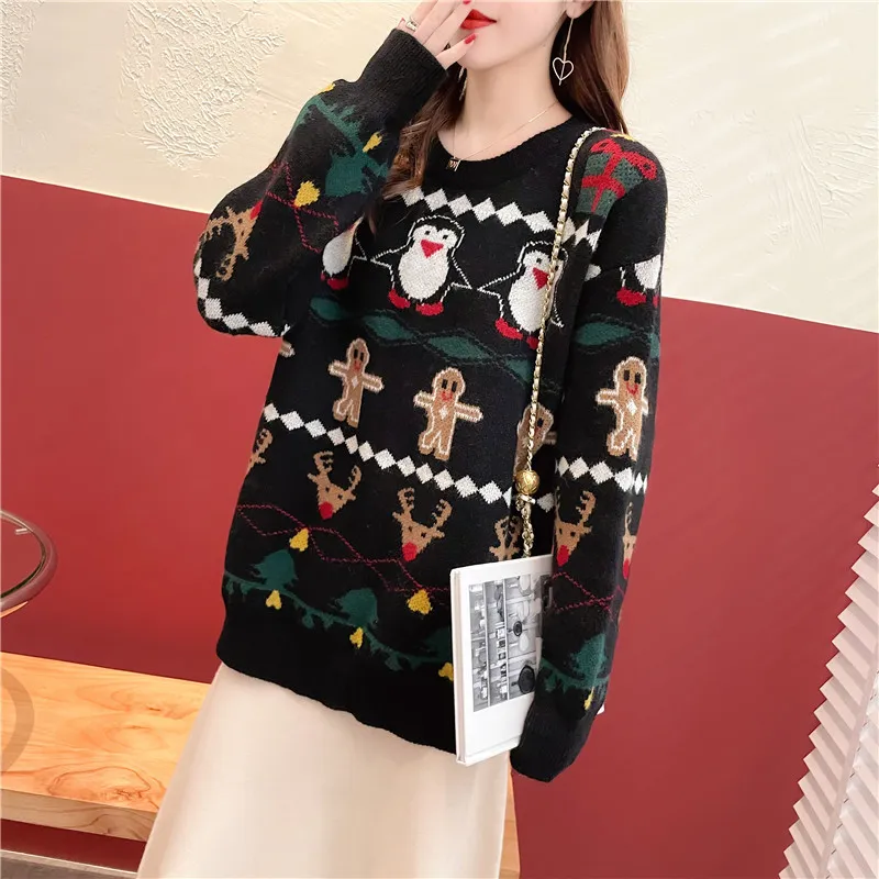 Women Winter Pullover And Sweaters Christmas Sweater Jumpers Long Sleeve Snowman Cartoon Red Cute Knitwear 210430 From 21 25 DHgate
