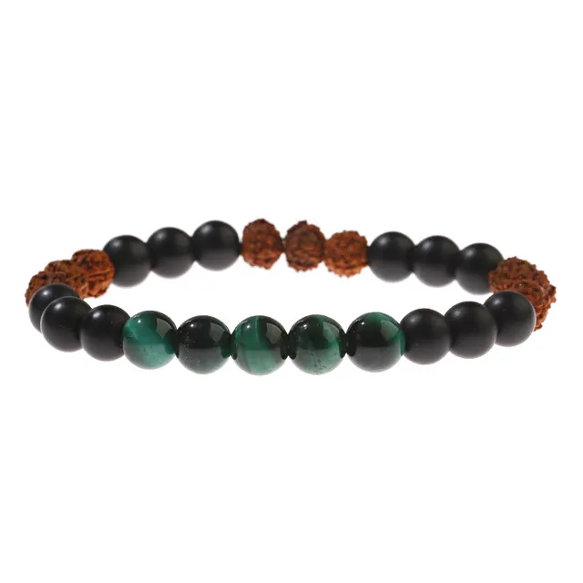 Luxo moda unisex estiramento pulseira natural tigre olho pedra bodhi beads frisado pulseira casal jóias presentes