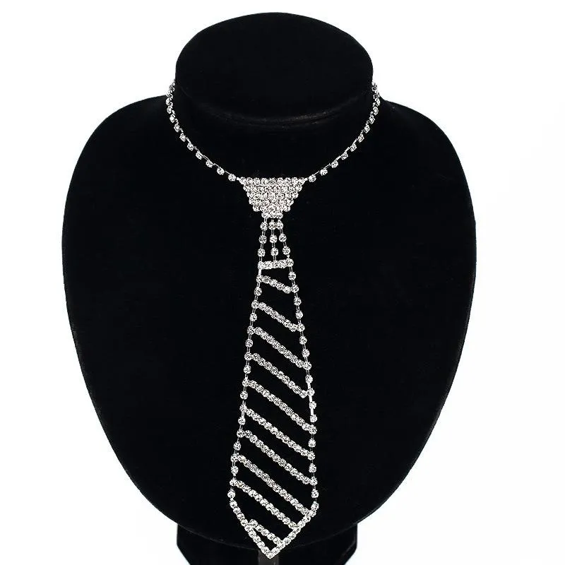 Pendanthalsband S1982 Fashion Jewelry Diamond Tie Necklace Long Women's Rhinstone