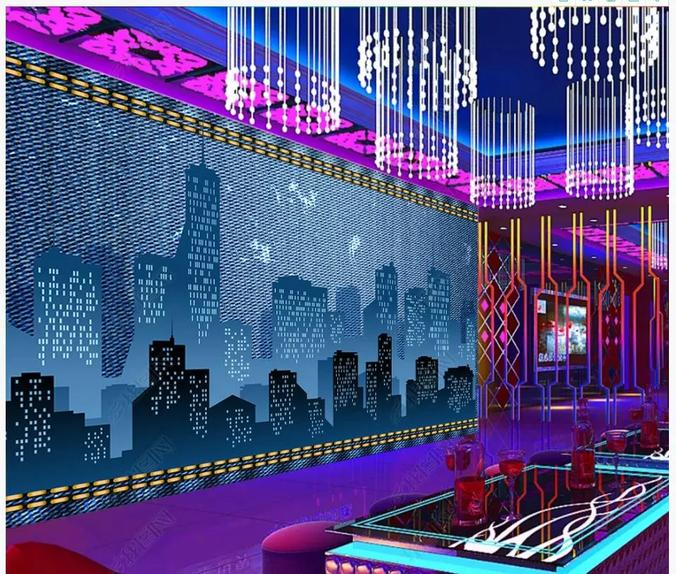 Custom wallpaper for walls 3d photo wallpapers murals Modern nostalgic high-rise big summer bar KTV theme restaurant background wall papers home decoration