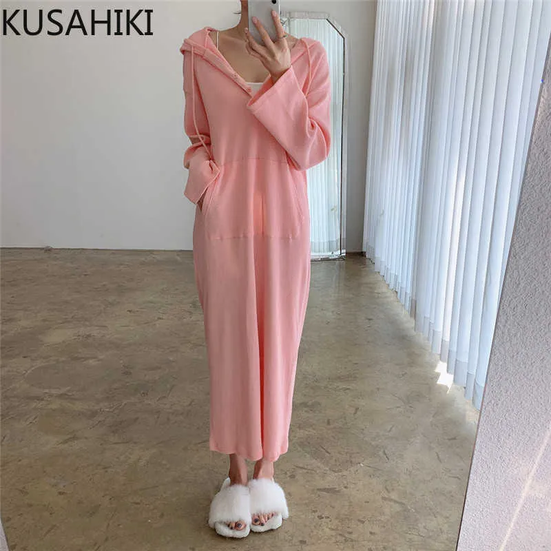 Korea Chic Oversized Hooded Dress Long Sleeve Solid Casual Korean Style For  Women Spring Vestidos Femme 6G404 From Long01, $23.12 In Bulk | DHgate.Com