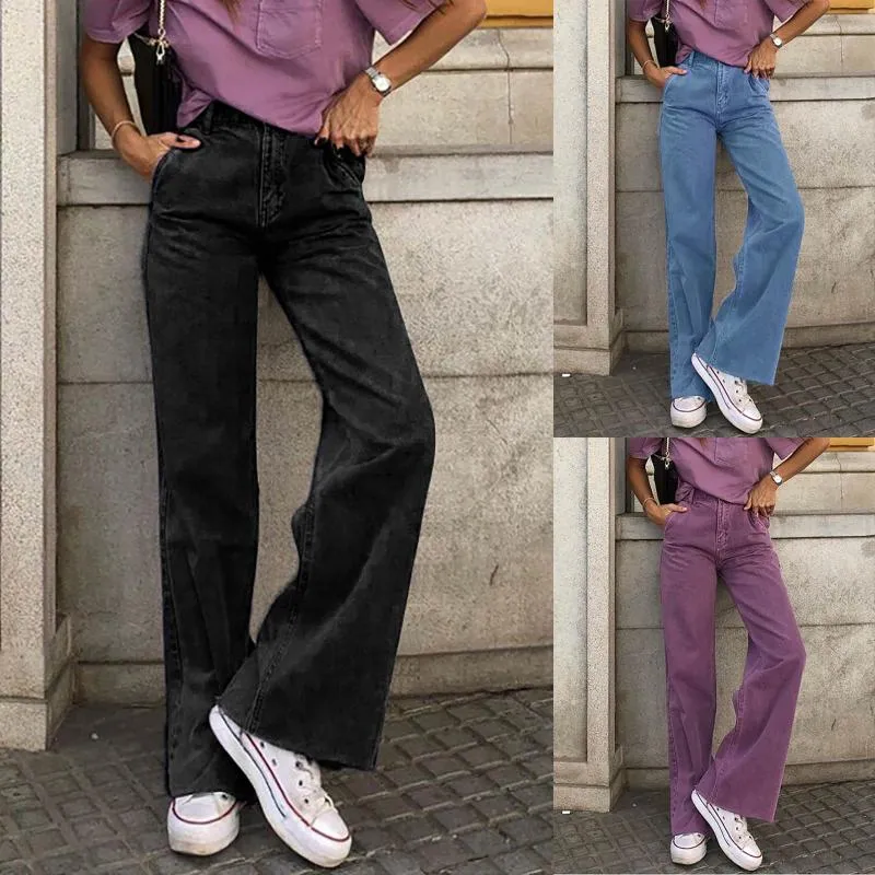 Jeans da donna a vita bassa pantaloni dimagranti in denim elasticizzato sciolto a gamba larga donna 2021 tendenza moda casual confortevole