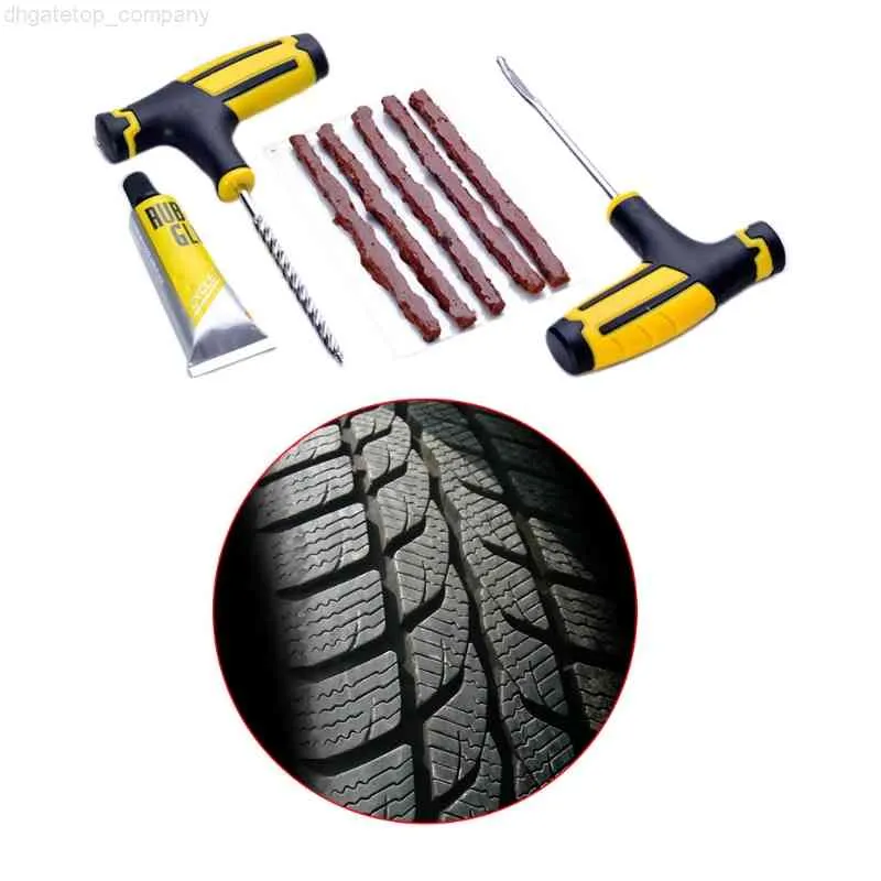 Tyre Puncture Emergency Repair Kit Flat Tire Tools Tyre Plug Off-Road Tires Rubber Cement 5 Plugs DIY Car Home Patch