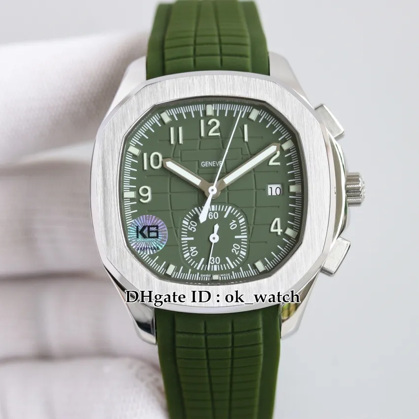Top 42,2 mm Watch 5968G-010 Cal.CH 28-520 C Chronograph Green Tekst Gestuurde wijzerplaat Automatische Mens Watch Rubber Riem 5968 Heren Sporthorloges
