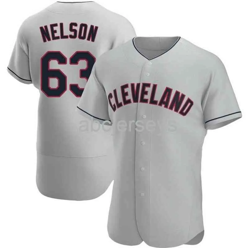 Camisa de beisebol cinza personalizada costurada Kyle Nelson #63 XS-6XL