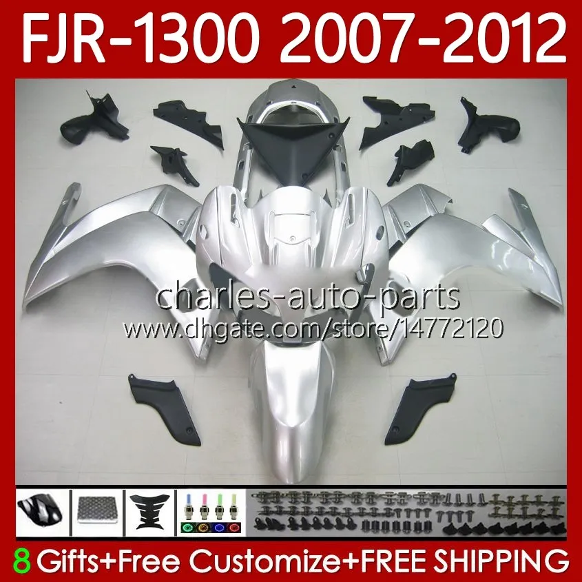 Leichte Silber OEM-Karosserie für Yamaha FJR-1300 FJR 1300 A CC FJR1300A 01-12 Moto Bodys 108No.19 FJR1300 07 08 09 10 11 12 FJR-1300A 2007 2008 2009 2010 2011 2012 REINING KIT