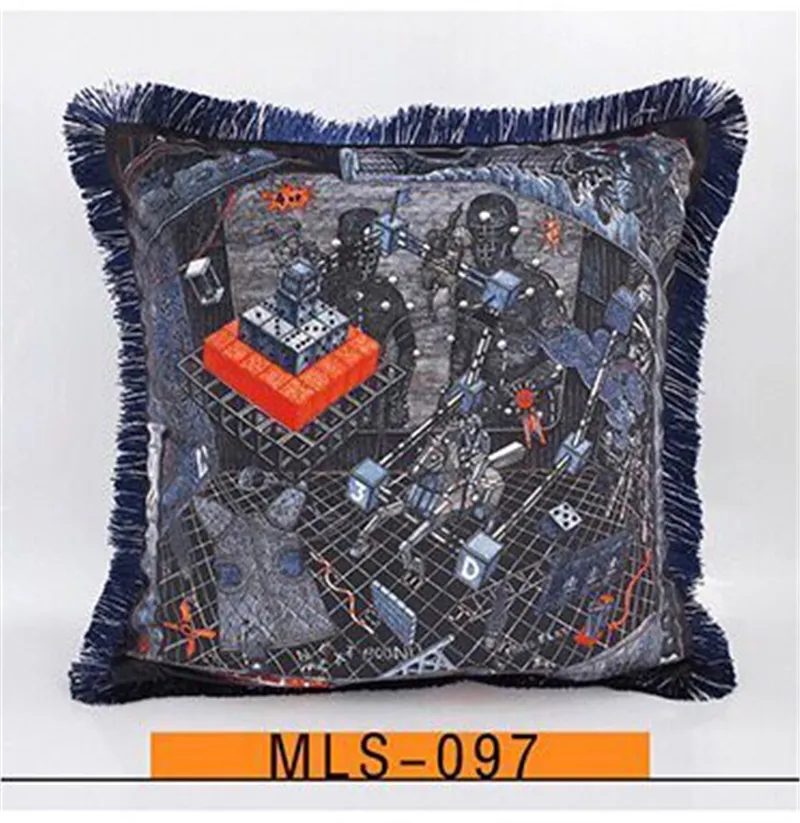 Luxury pillow case designer Signage tassel carriage Chain geometry 18 patterns printting pillowcase cushion cover 45*45cm for 4 seasons decorative gift 2022