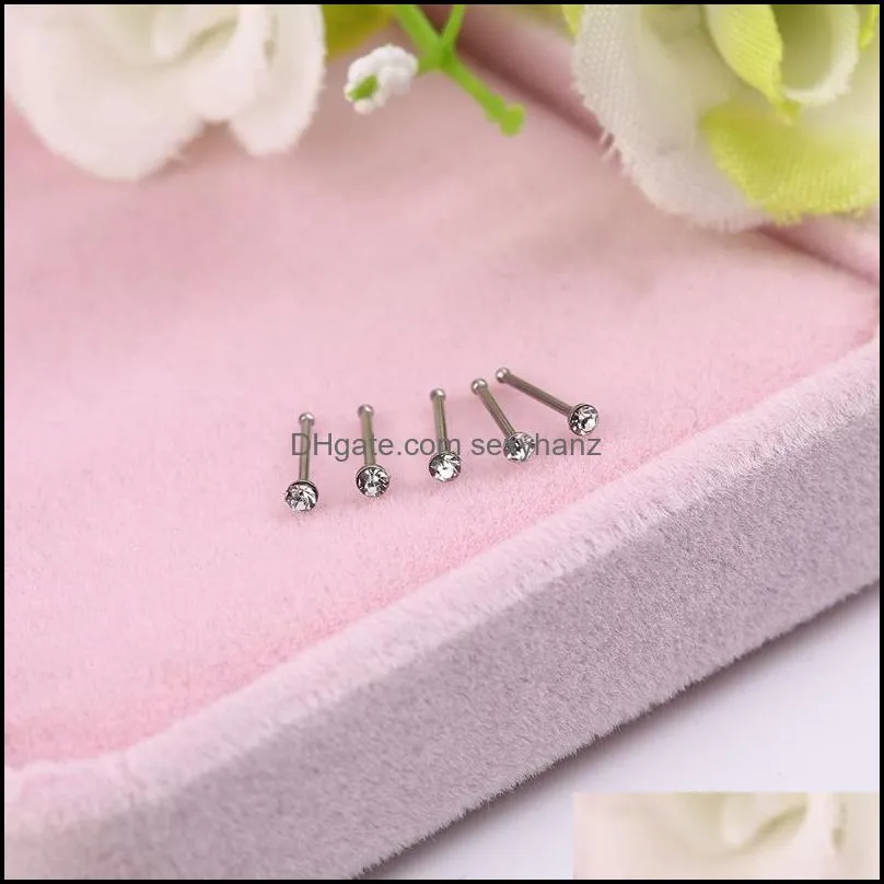 Other Fashion Stylish 60pcs/40pcs Lot Mix Colors Rhinestone Nose Rings Studs Piercing Jewelry Ring