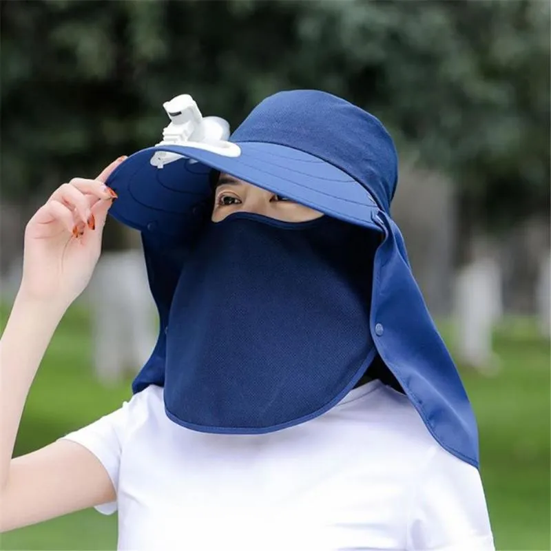 Optimized Product Title: Outdoor Cycling Sunscreen Hats With Fan And Neck  Flap For Fishing And Sports Cool And Refreshing Caps And Pink Face Mask  With Small Fan For Active Sun Protection From