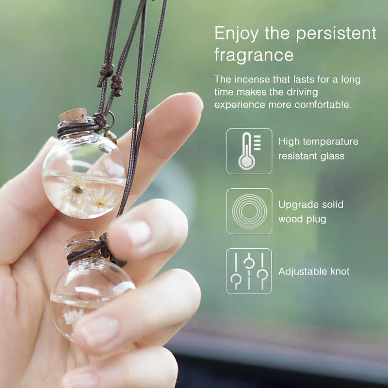 Car Hanging Perfume Pendant Bottle Air Freshener With Flower Auto Essential Oils Diffuser Automobiles Ornaments251N