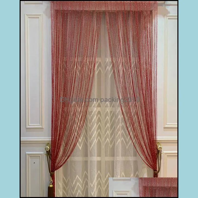 ZiDeTang Flat Dense Glitter Fringe Tassel Polyester Door Curtain Deco String Room Divider Curtain Panel Window Screen Blin