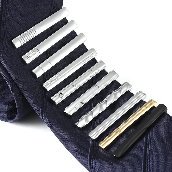 4CM Blank Stripe Tie Clips for Men Bow Set Top Business Suit Formal Neck Links Tie Clip Bar Fashion Jewelry Will and Sandy