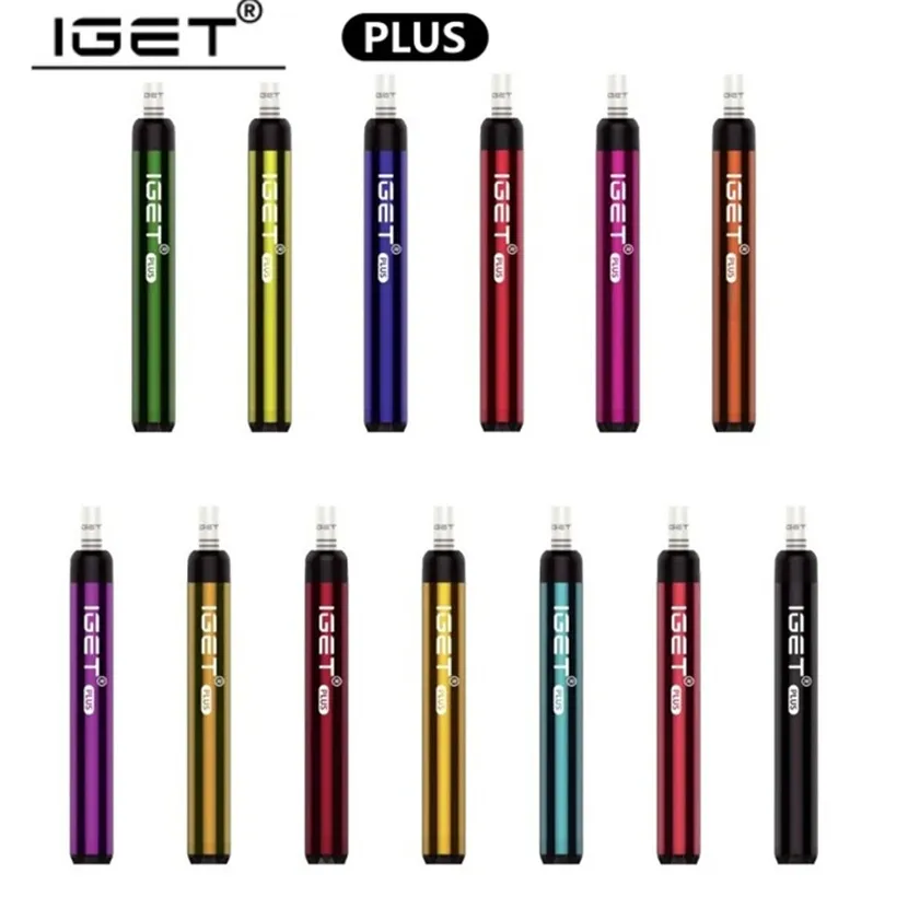 정통 IGET 플러스 일회용 포드 장치 담배 1200 퍼프 미리 채워진 vape 펜 4.8ml 카트리지 650mAh 전자 담배 13 색