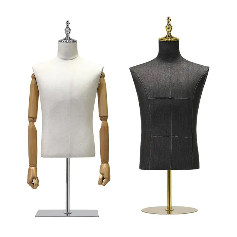 8Style Man Sy Wood Hand Mannequin rekvisita Halvkropp Xiaitextiles DIY Klädaffär Display Rack Arm Passage Stage Modell Justerbar höjd 1pc B061