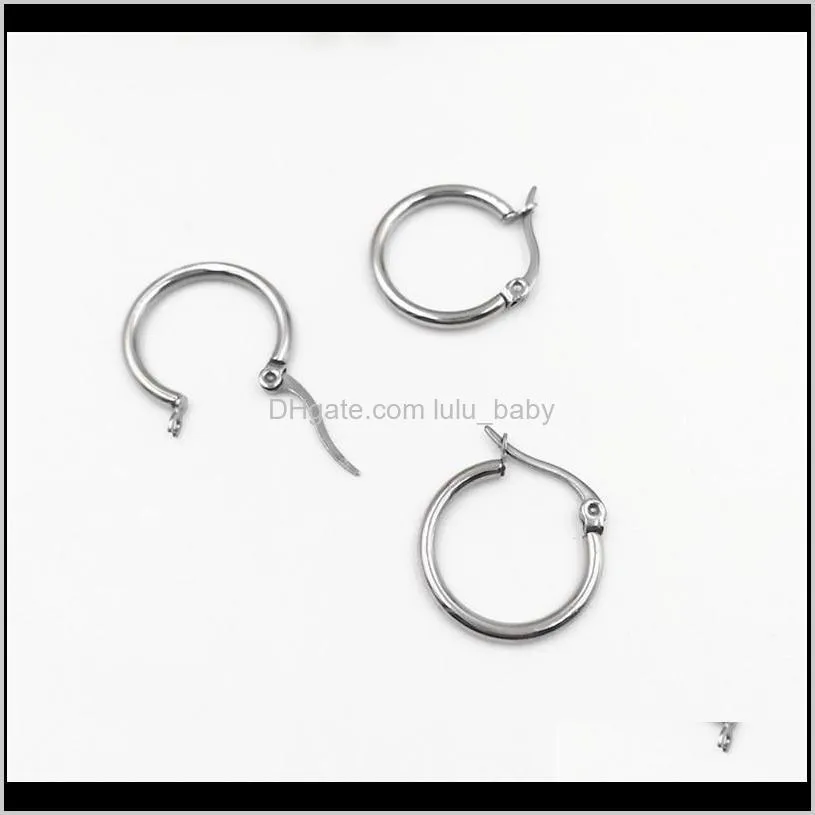 50pcs/lot wholesale jewelry stainless steel findings silver color earrings hoop for ear diy drop earring hoop settings