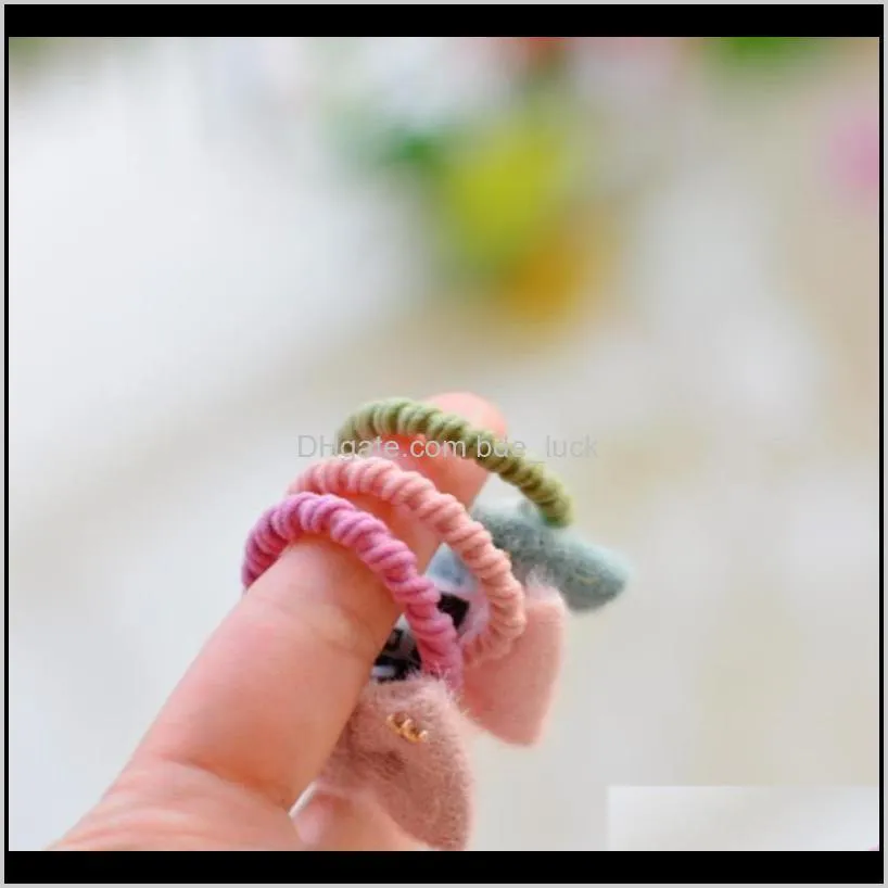 NEW Baby Mini andmade Lamb wool Bowknot Hair Clips 2pcs Kids with Little Hair Newborn elastic rubber bands Accessories