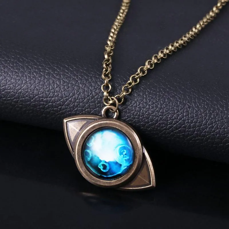 Pendentif Colliers Anime The Promised Neverland Collier Mujika Emma Amulette Bleu en forme d'oeil pour femmes hommes Cosplay Bijoux Gift249f