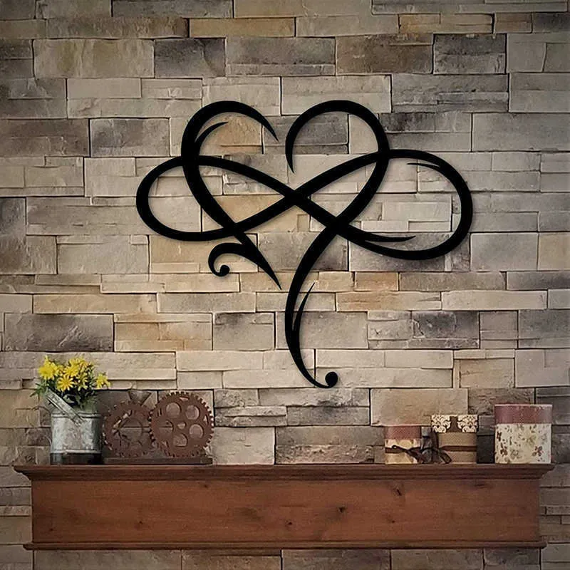 Infinity Heart Steel Wanddecoratie Gepersonaliseerde Metalen Wand Woonkamer Kunst Ornamenten Verjaardag Geschenken Mumr999 210615