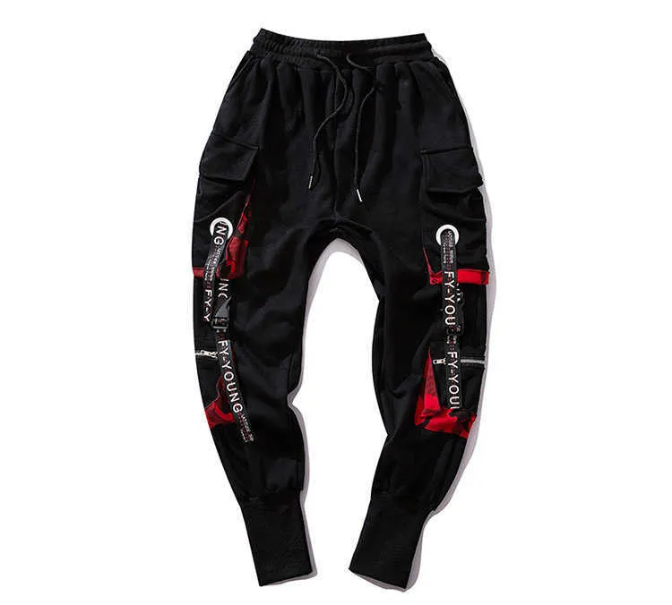 Mens Elastic Waist Hip Hop Joggers Sweatpants With Block Hit