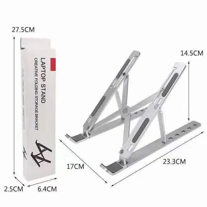 Soporte plegable creativo Soporte de aleación de aluminio 10-15.6 pulgadas Soportes para computadora portátil Altura ajustable de 6 posiciones Soporte portátil para computadora portátil de escritorio enfriador