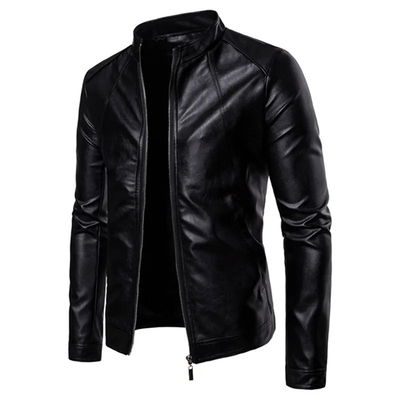 Chaqueta de Cuero PU para Hombre, Chaqueta de Cuero informal militar de lana para invierno, cazadora para motocicleta para Hombre, Chaqueta de Cuero para Hombre