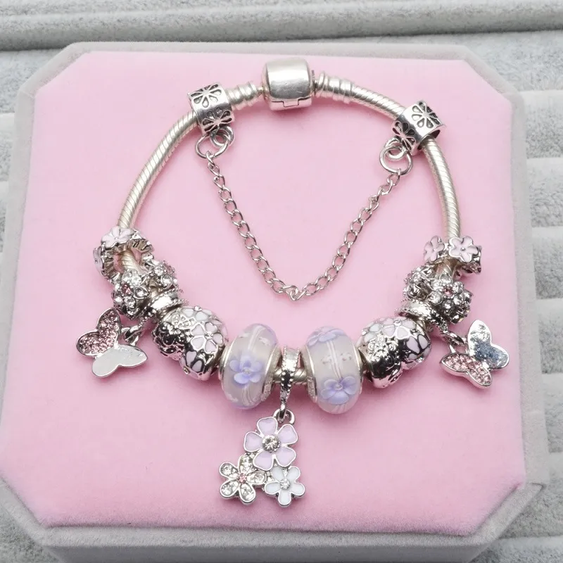 925 Sterling Silver Murano Glass Charm Bead Fit European Bracelets