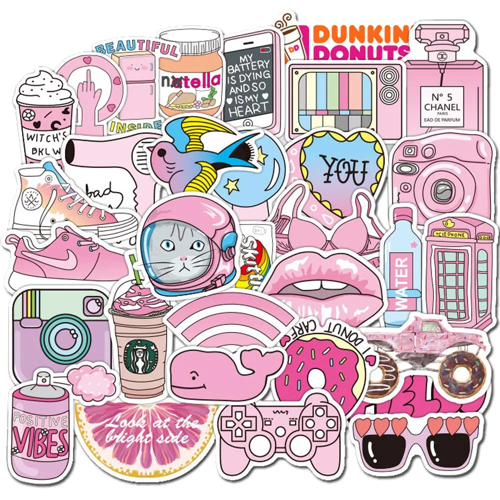 NineVibes Cute Girls Stickers Non-Residue Waterproof Stickers for Girls -  Perfect for Laptops, Phones, Phone Case, Journals, Scrapbook, Gadgets, and