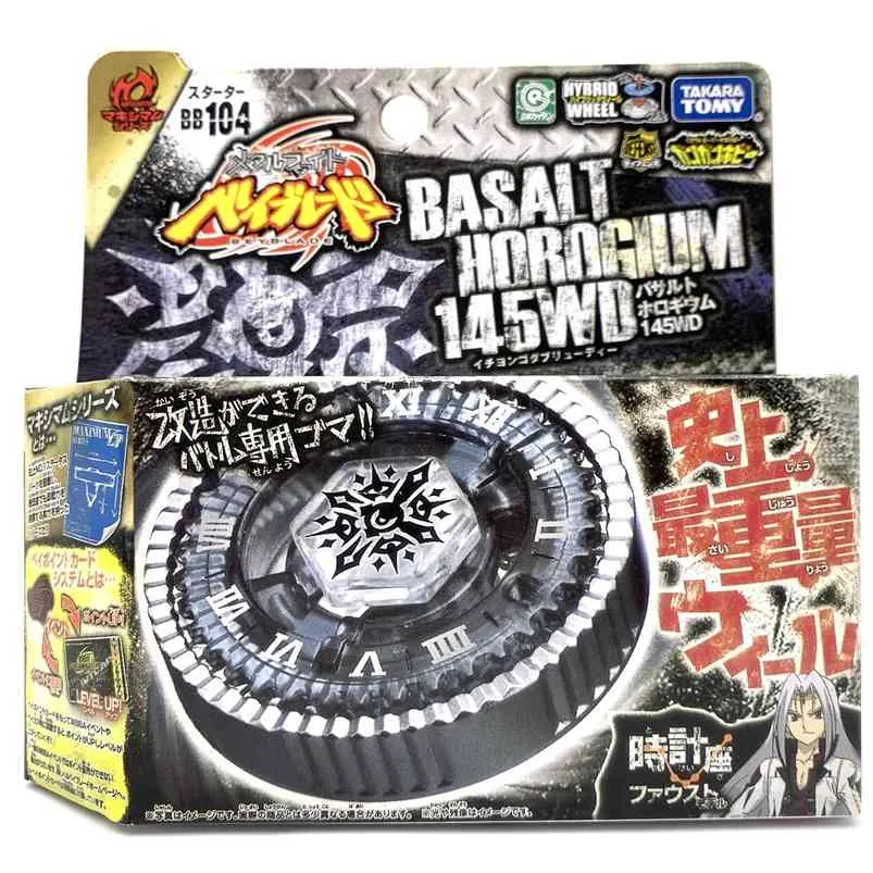 100% oryginalny Tomy Beyblade BB104 145WD bazalt Horogium Battle Top SR Set jako zabawki Dnia Dziecka 210803