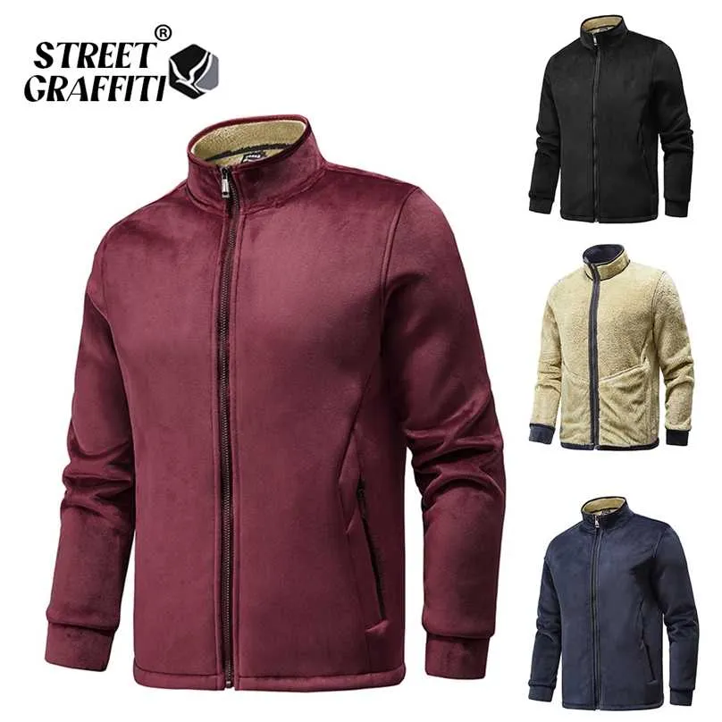 Autumn Men Jackets Warm Fleece Coat Lambswool Sale Clothes Vestes Fashion Winter Casual Loose Size 8XL Jacket 211217