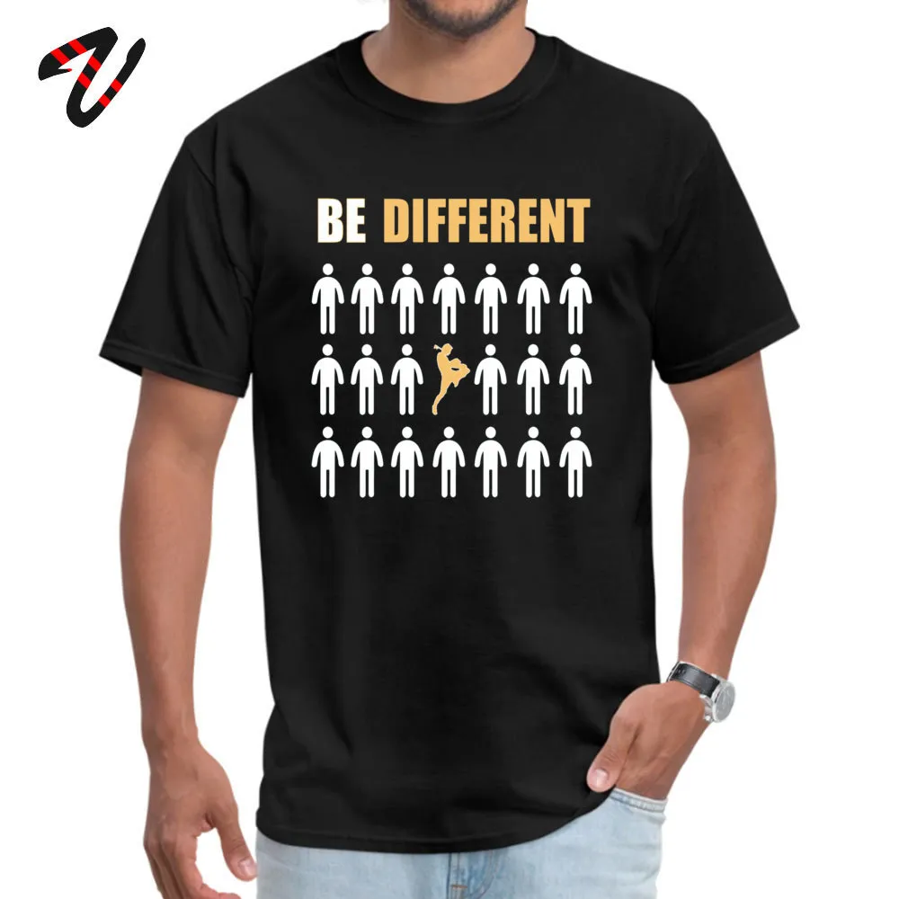 Summer Family T Shirts for Men 100% Cotton Thanksgiving Day Tops T Shirt Cool T-shirts Short Sleeve Brand Crew Neck Muay Thai T shirt Be Different Motivationa black