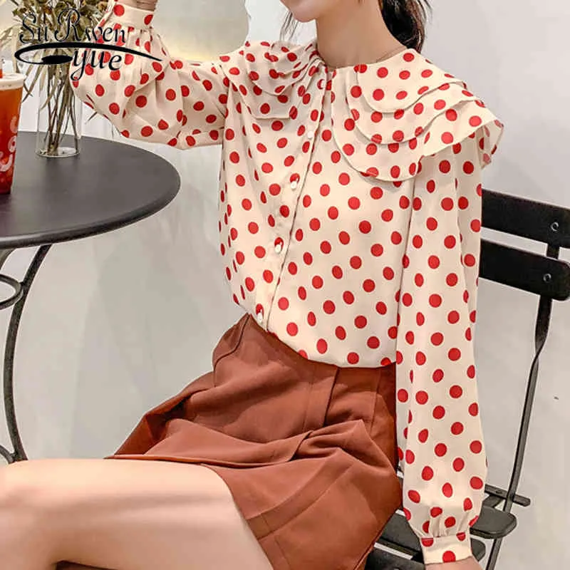 Herbst Mode blusas mujer de moda Frauen Tops und Blusen Chiffon Langarm Casual Kleidung Polka Dot 5327 50 210427