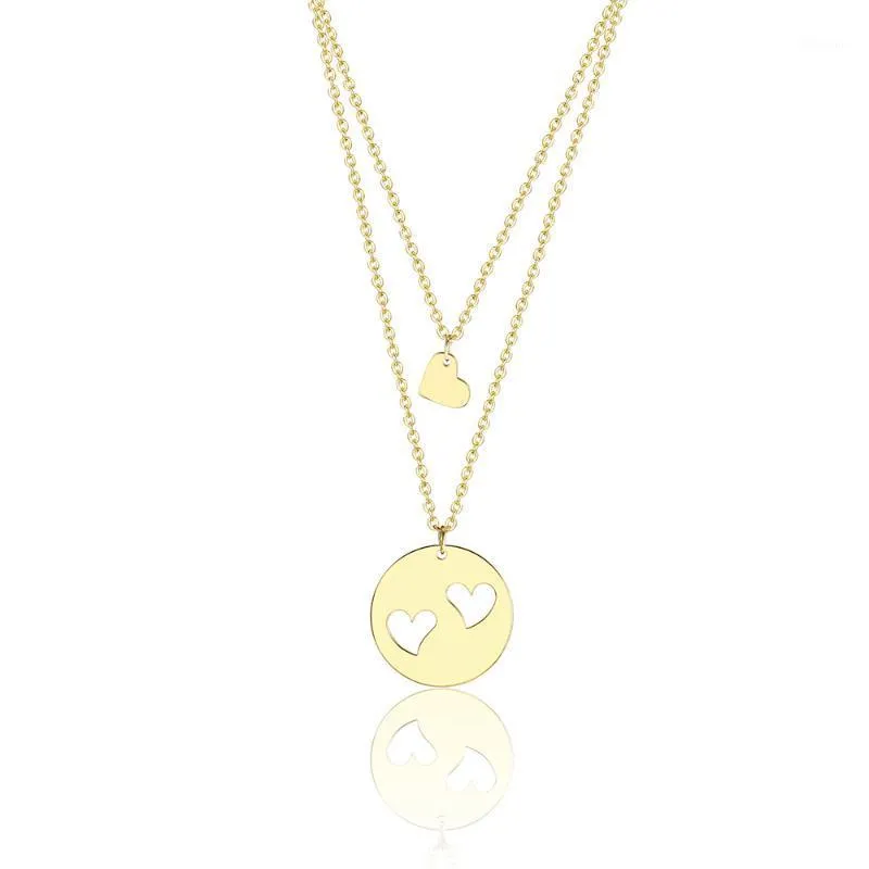 Eenvoudige geometrische ronde knipsel hart charme ketting creatieve ontwerp paar vrouwelijke sieraden geven haar liefde geschenken kettingen