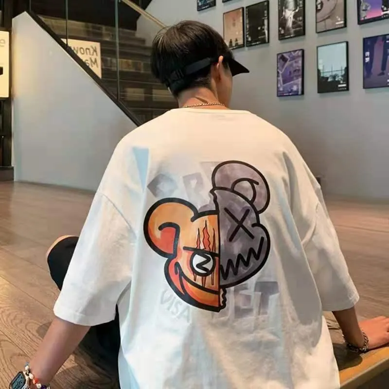 Camisetas para hombres CCZXly Jay Z Puppy Graffiti Design T-Shirt T-shirt Marca de manga corta Camisa Camisa de manga media de manga larga Versión suelta