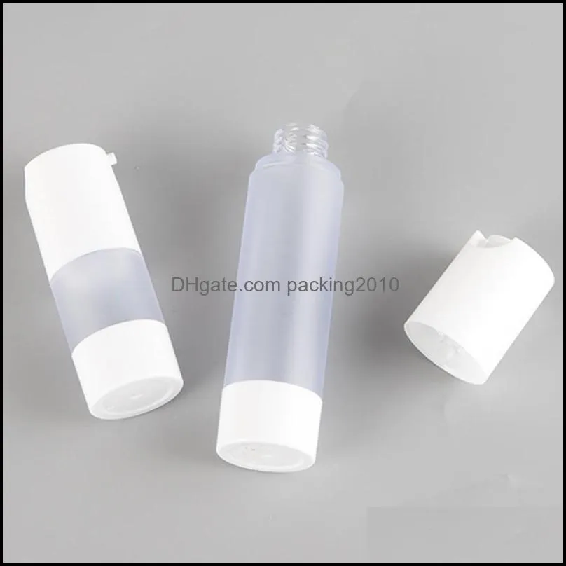Storage Bottles & Jars Top 15ml 30ml 50ml Airless Bottle Essence Vacuum Pump Frosted White Refillable Liquid Makeup Container Tools