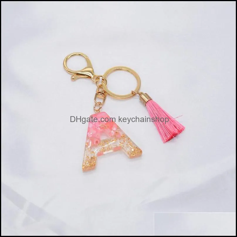 DHL Tassel Letter Keychain Trendy Creative Colorful 9 English Letters Initial Resin Handbag Keyring Accessories For Women gift