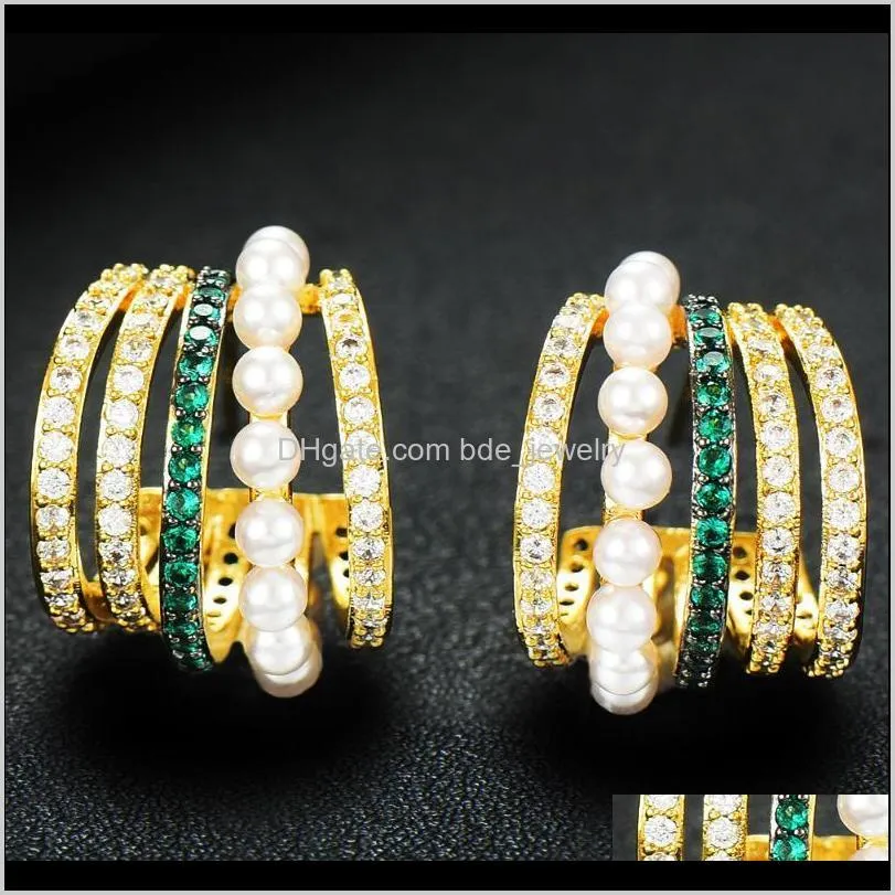Jewelrygodki 18 mm à la mode de luxe empilable Boucles d'oreilles pour les femmes de mariage Zircon cubique Cz Dubaï boucle d'oreille de mariée Bohême Drop Delivery 2021 Ta0