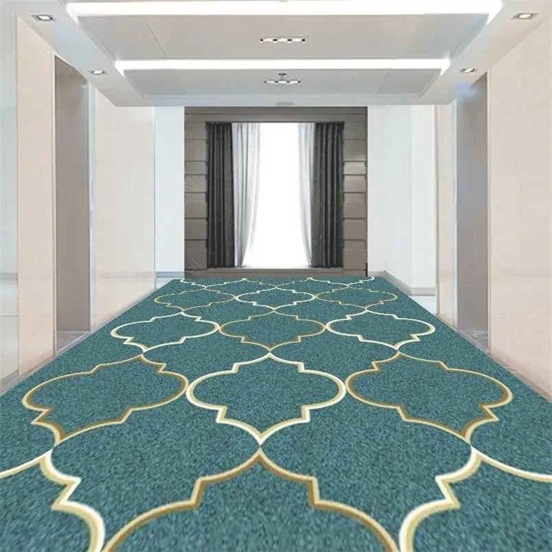 Reese Yeşil Şeftali Kılavuzu Geometrik Uzun Lobi Halılar Oturma Odası Yatak Odası Kilim Merdiven Koridor Dekor Koridor Koridor Parti Düğün 211204