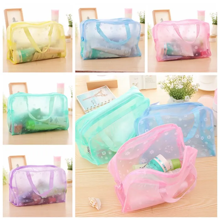 Pastoral floral cosmetic bags wash transparent waterproof bath supplies storage bag ZWL164