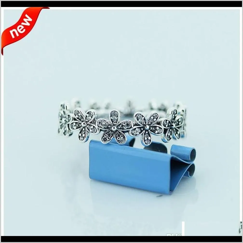 compatible with pandora jewelry ring daisy silver rings with cubic zircon 100% 925 sterling silver jewelry wholesale diy kka1951