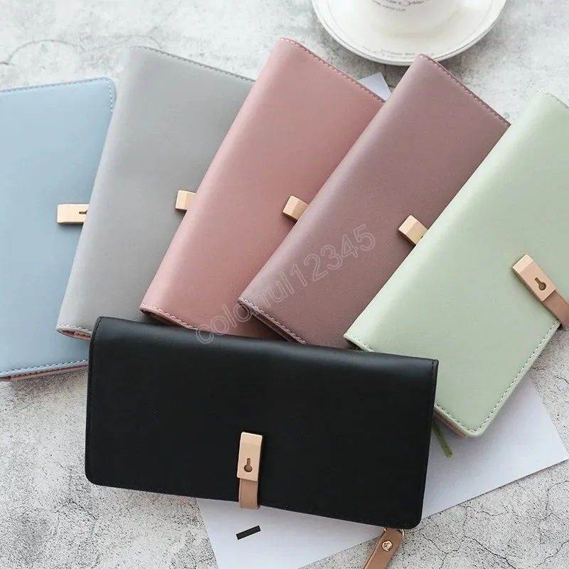 Women's Wallet Long Pu Leather Tassel Coin Purse Pure Color Buckle Ladies Clutch Money Bag Purses Multi-function Card Holder