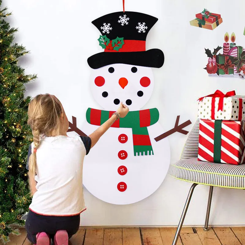 DIY filt snögubbe nyår barn gåva leksak god jul dekorationer för hemmur hängande julgran smycken