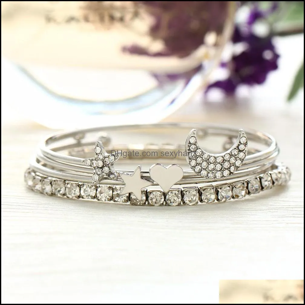 Meyfflin Punk Moon Star Crystal Bacelets & Bangles for Women Jewelry Fashion Gold Silver Color Cuff Bracelet Pulseiras Bijoux