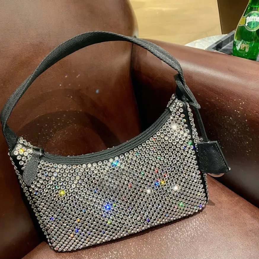 Diamond Handbag Women s Shoulder Bag Crystal Hobo Bag 2024 Nylon Designer Bags Sequined Tote Purse