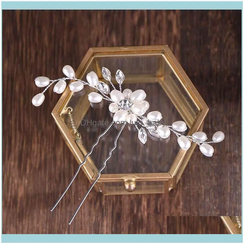 AiliBride 2 pcs Wedding Pearl pins Accessories Women Bridal Headpiece Handmade Hair Jewelry