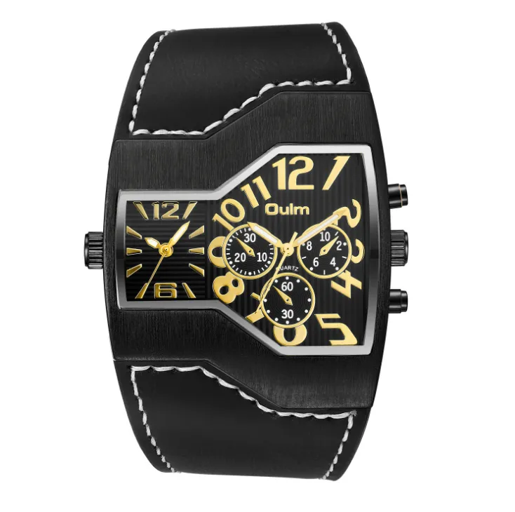 Honorable Street Style GoldenTrendy Oulm Brand Mens Watch Luxury Arrival Unique Design Large Dial Quartz Luminous Man Wrist Watches