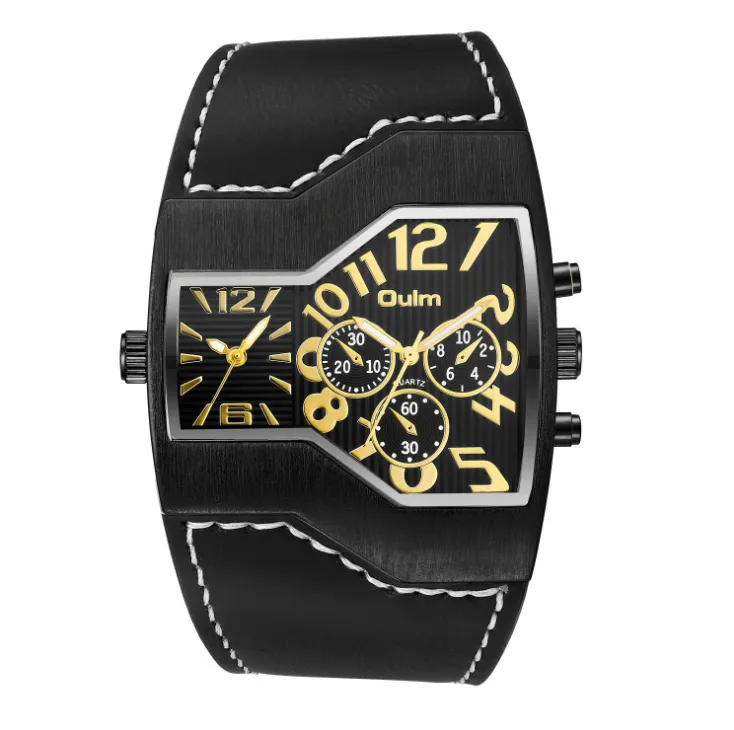 Honorable Street Style GoldenTrendy Oulm Marque Montre Pour Homme Arrivée De Luxe Conception Unique Grand Cadran Quartz Lumineux Homme Montres-bracelets