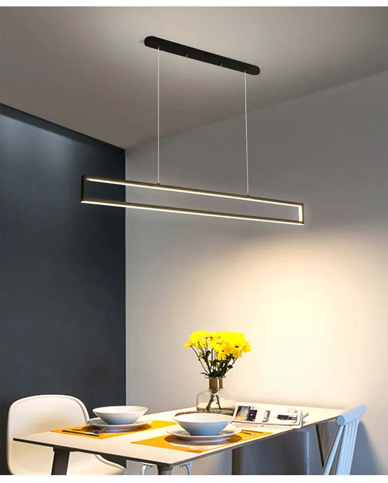Lámpara colgante de techo, lámpara colgante minimalista y moderna, lámpara  LED larga para mesa de comedor, hogar, cocina, oficina, bar, lámpara
