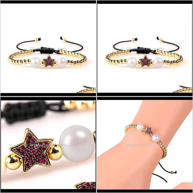 charming ladies decorate star charms jewelry elegant natural freshwater pearl copper beads bracelets gift